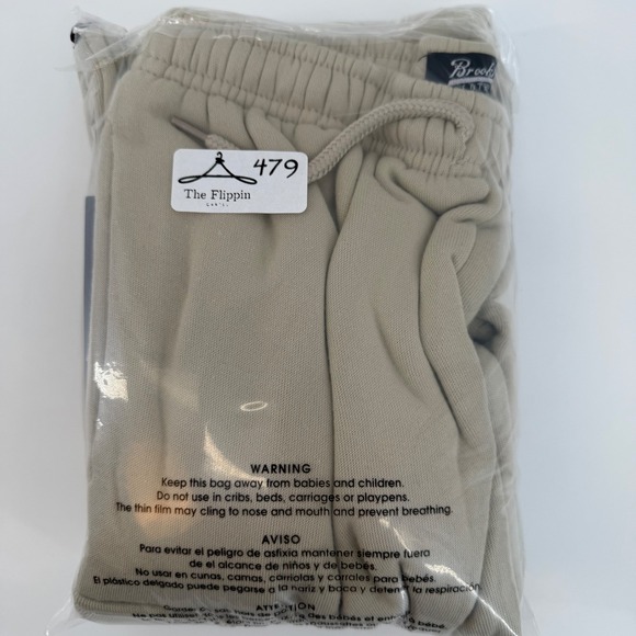 Brooklyn Cloth Mfg Co The Jogger Cargo Kids Size XL Beige Tapered Leg Sweatpants - Picture 5 of 5